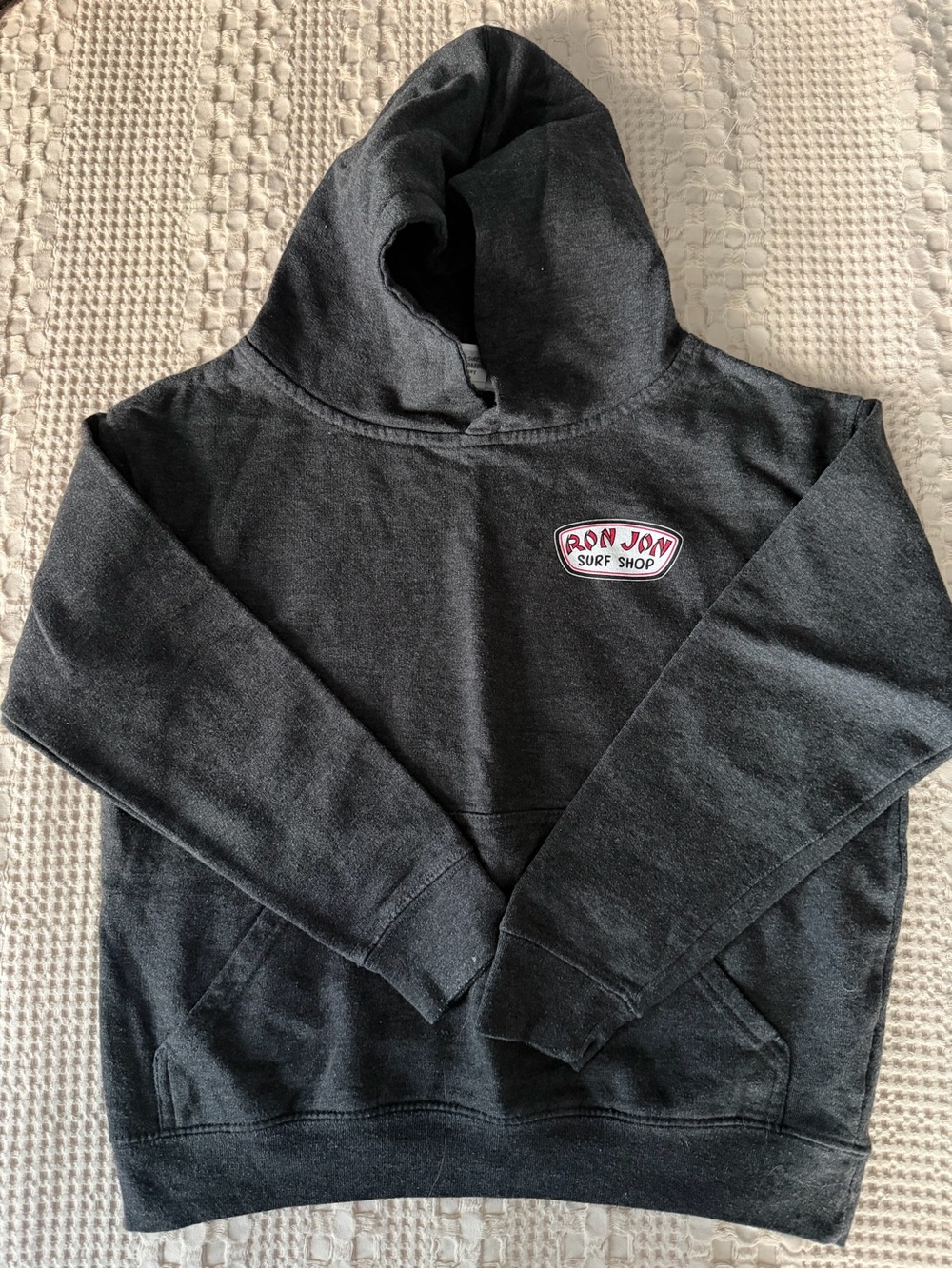 Ron Jon Charcoal Black Pullover Hoodie with Chest Patch